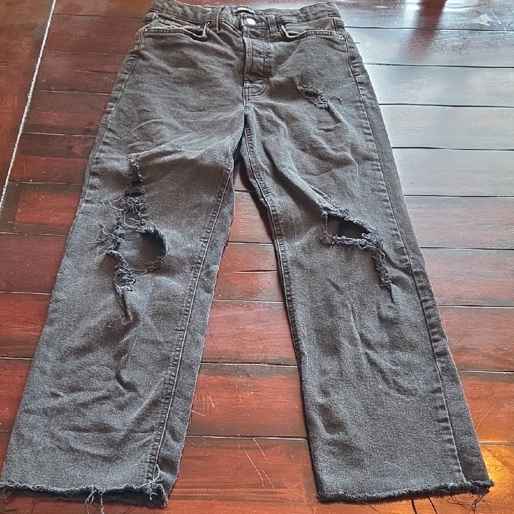 Wild Fable Charcoal Denim Highest Rise Straight Jeans